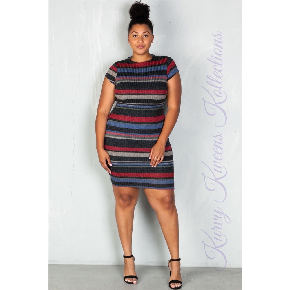 Multicolored Sweater Midi Dress